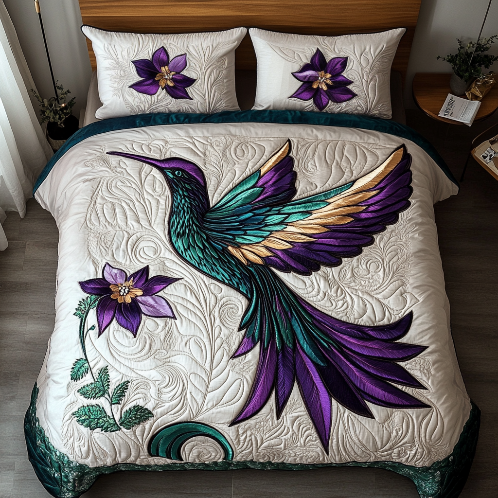 Whispering Wings Quilted Bedding Set Trendy Bedding Set for Bedroom Makeover