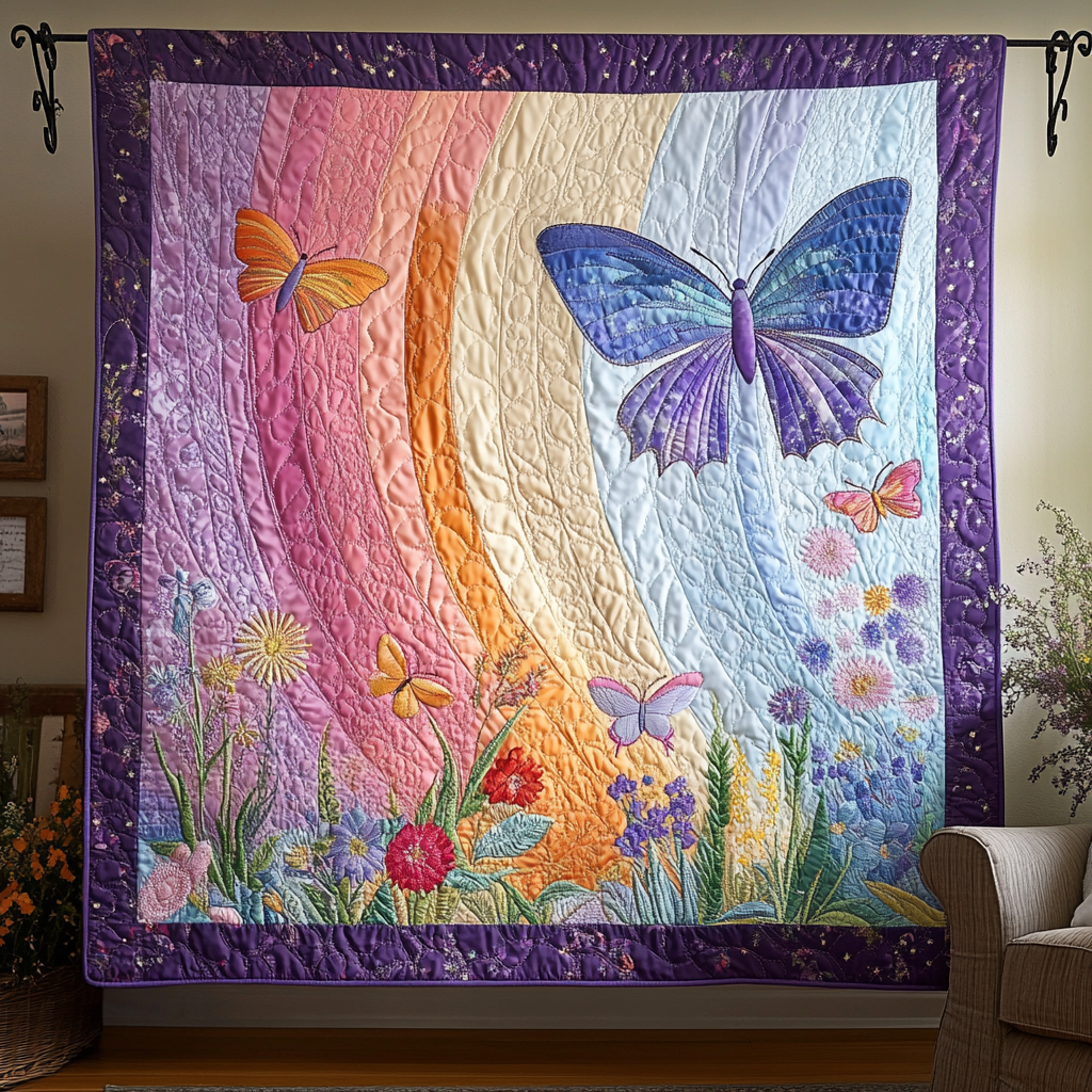 Whispering Wings Quilted Blanket Winter Decor Blanket Gifts With Butterfly Theme