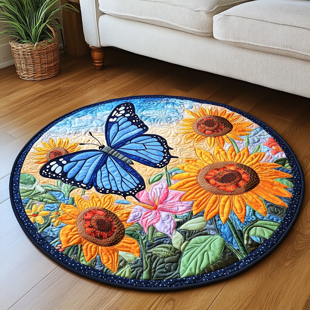 Whispering Wings Quilted Round Mat Foyer Christmas Decor Best Butterfly Lover Gifts For Her