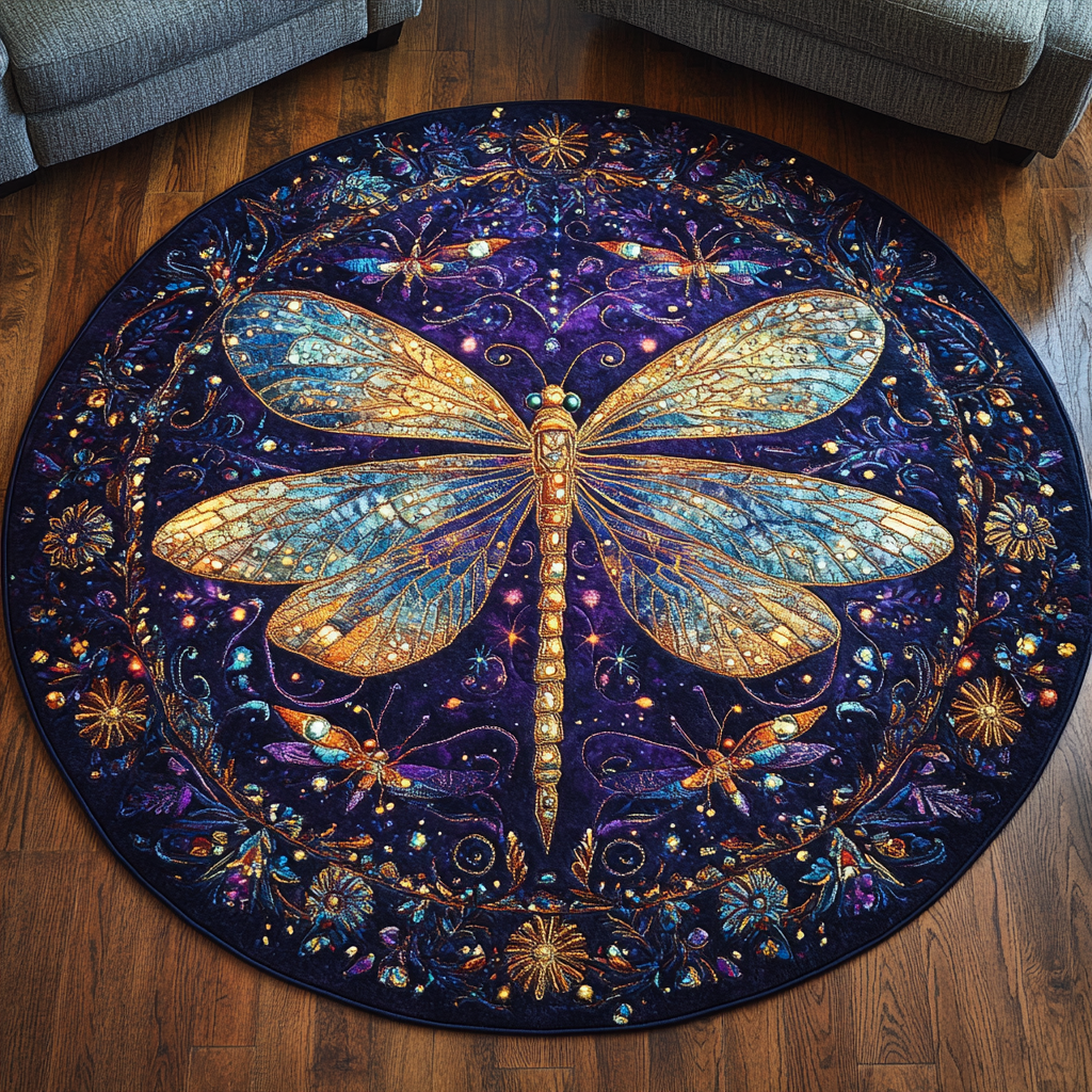 Whispering Wings Quilted Round Mat Front Door Idea Unusual Dragonfly Gifts