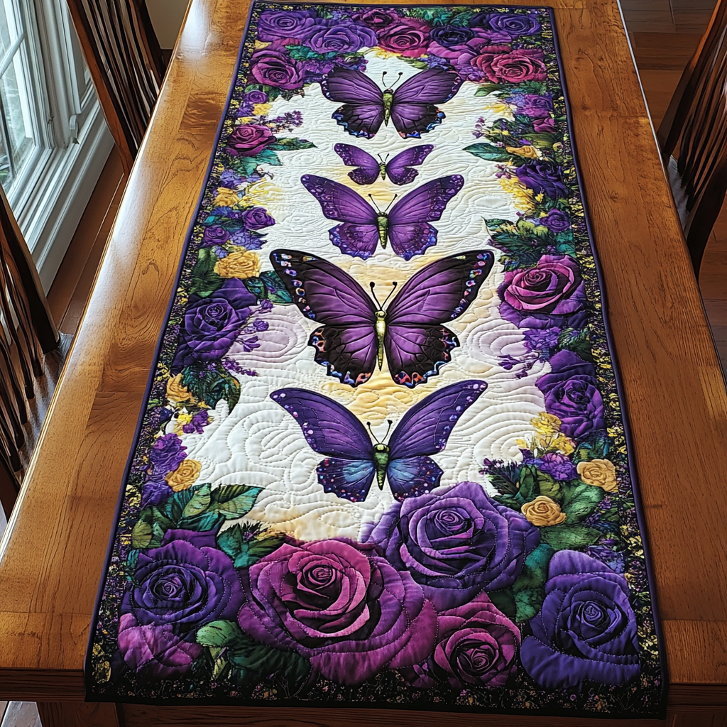 Whispering Wings Quilted Table Runner Dining Room Table Decor Ideas Butterfly Themed Gifts For Adults