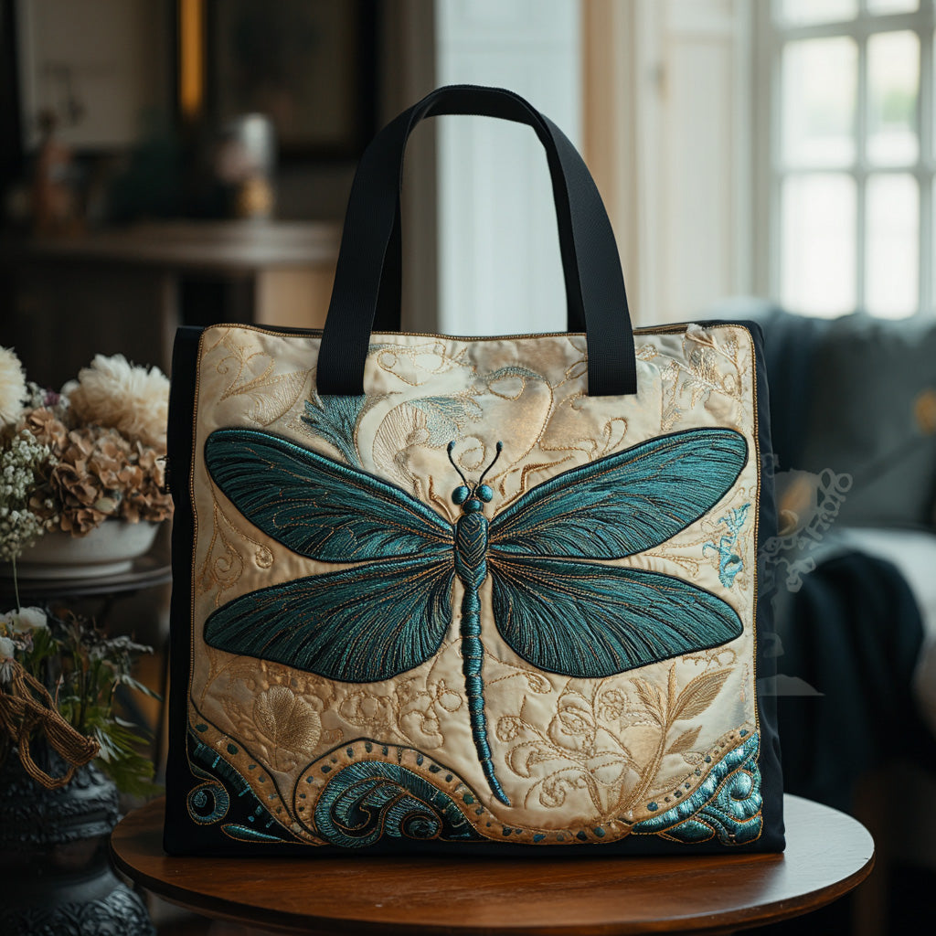 Whispering Wings Quilted Tote Bag Best Dragonfly Presents