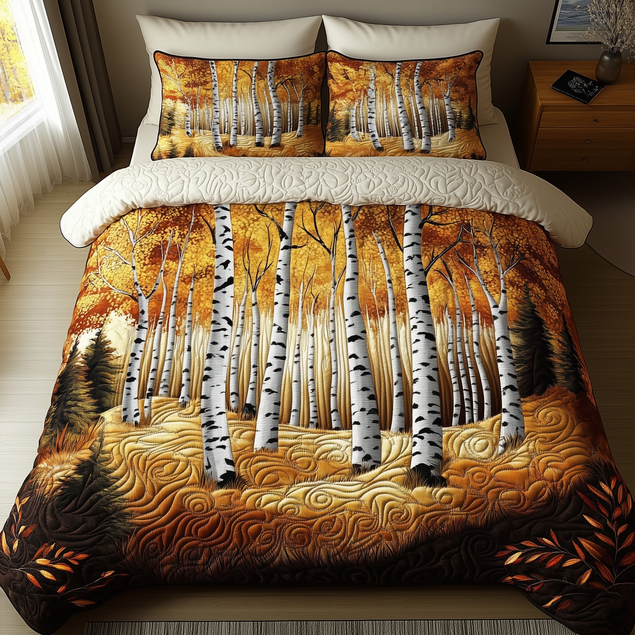 Whispering Woods Quilted Bedding Set Duvet Cover Merchandise Gift Ideas For Fall