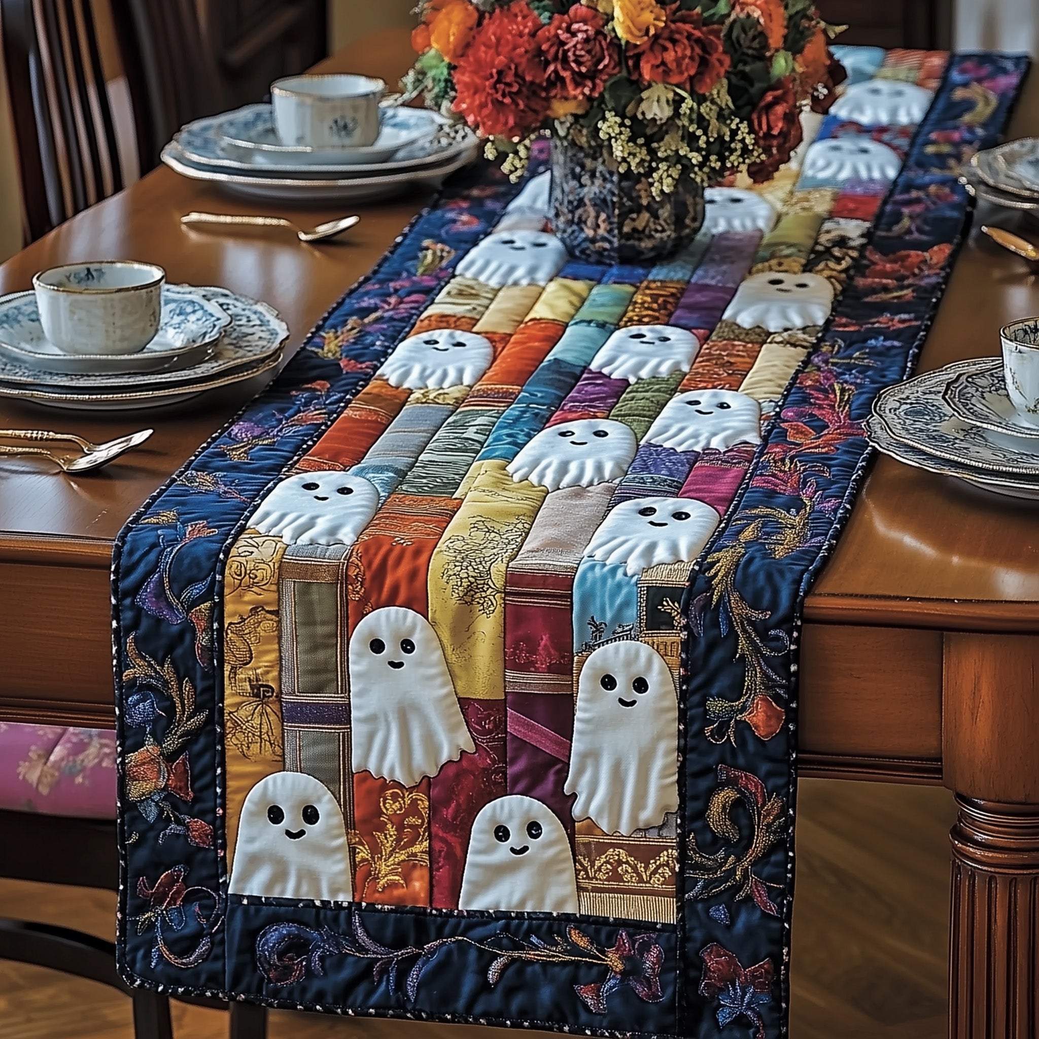 Whispers In The Library Quilted Table Runner Cozy Winter Table Runner for Home