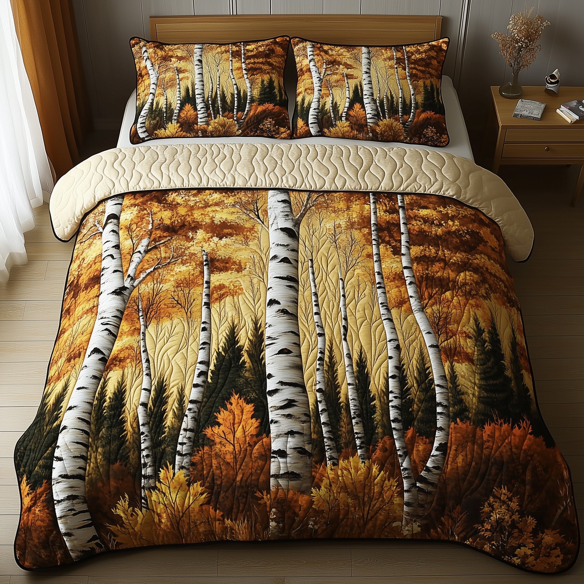 Whispers of Autumn Quilted Bedding Set Duvet Cover Merchandise Gift For Mid Autumn Festival