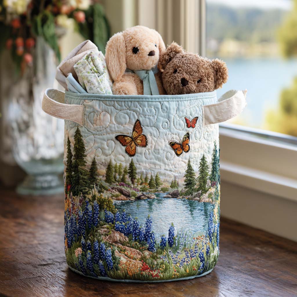 Whispers Of Bluebonnet Quilted Laundry Basket Perfect Gift For College Dorm