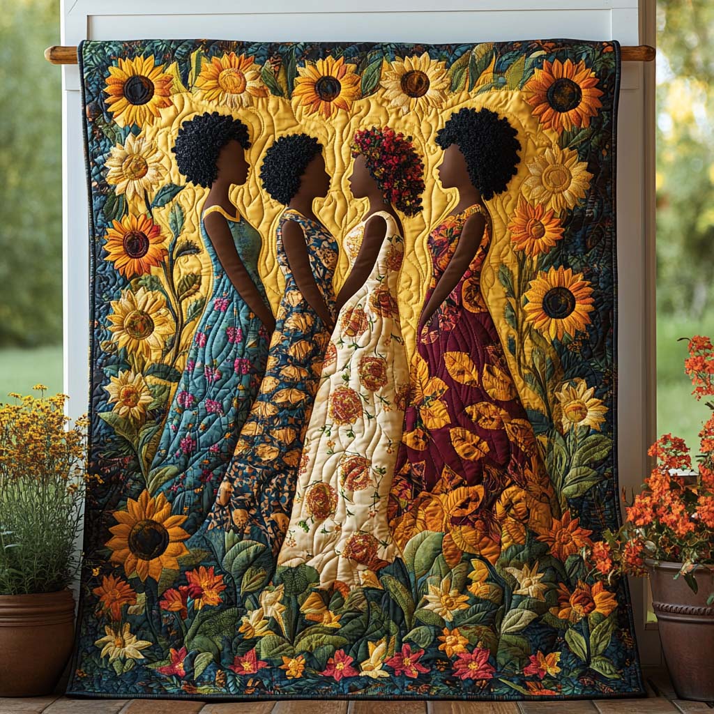 Whispers of Gold Quilted Blanket Best Couch Throw Blanket Melanin Themed Gifts