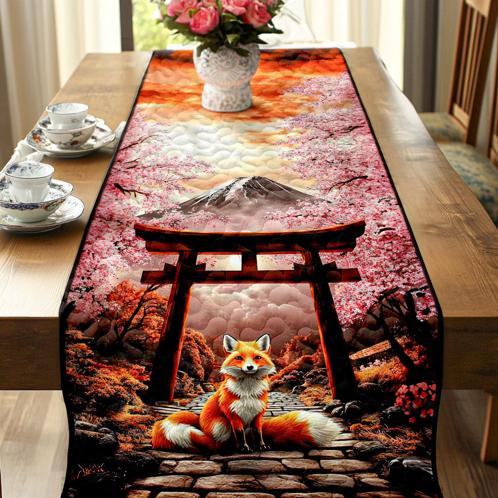 Whispers of Kitsune Quilted Table Runner Dining Decor Fox Gifts For Women