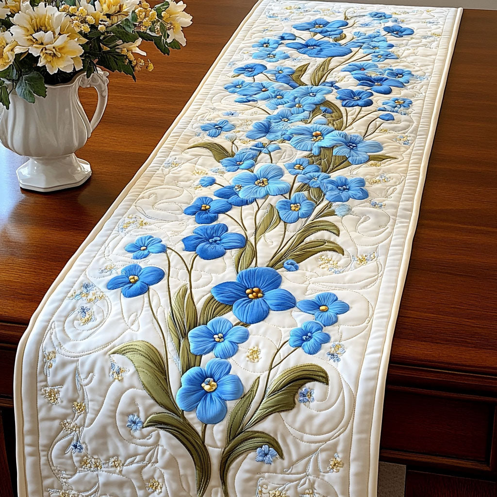 Whispers of Memory Quilted Table Runner Alaska Flower Table Runner Best Friend Gift Ideas