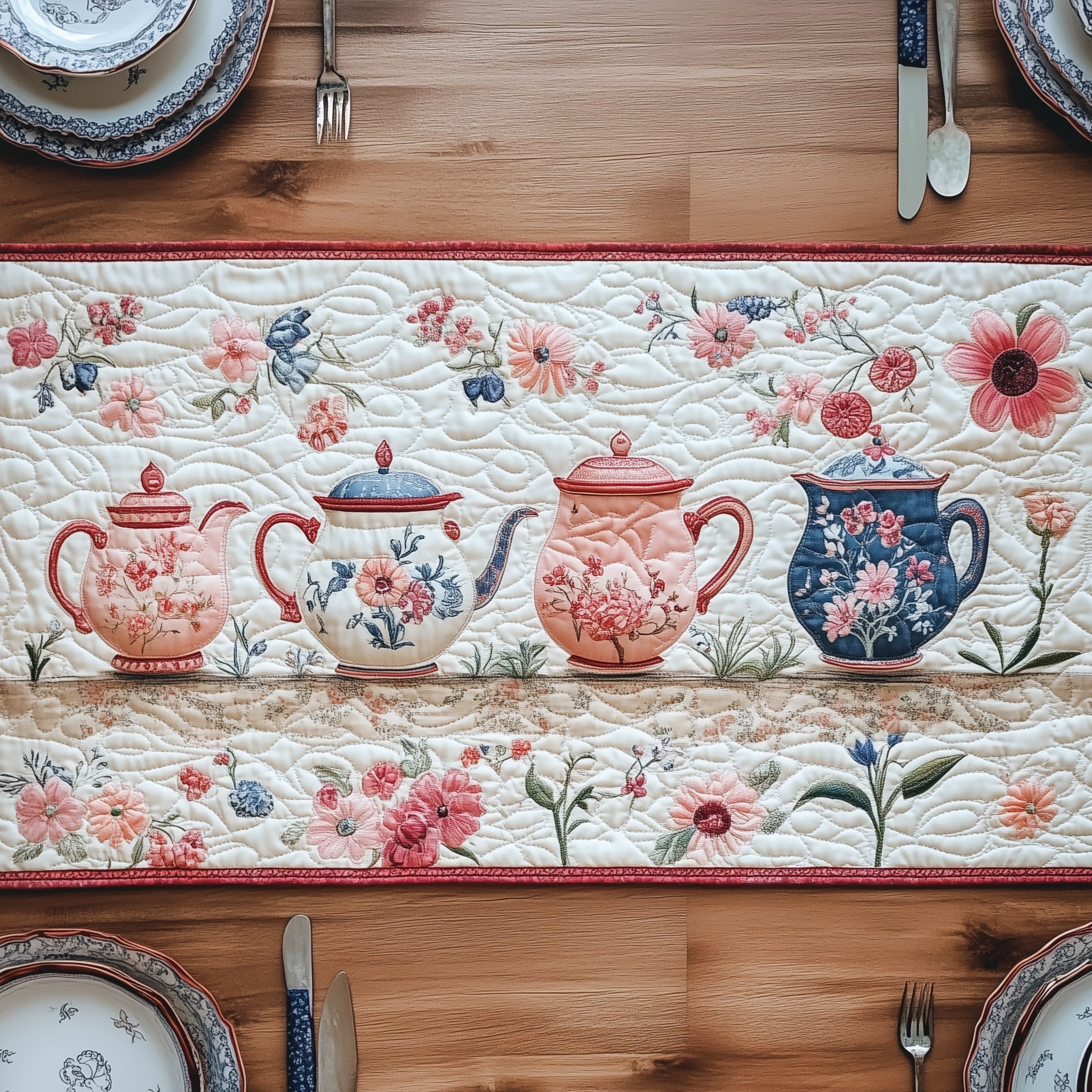 Whispers Of Rose Tea Quilted Table Runner Holiday Table Runner Gift Idea
