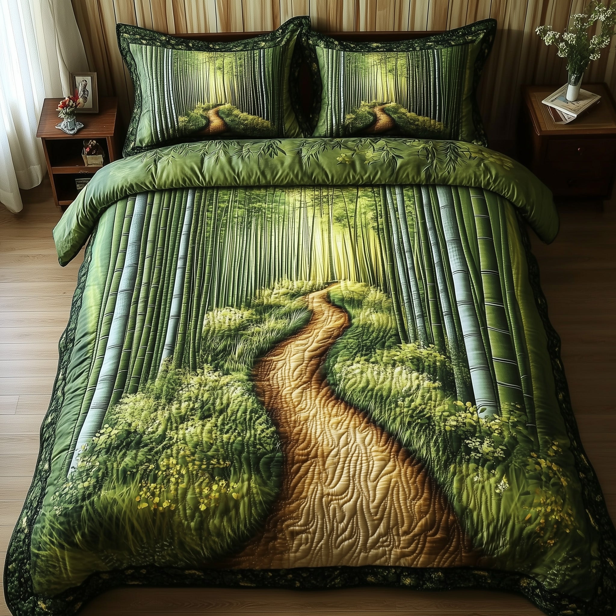 Whispers of the Bamboo Path Quilted Bedding Set Duvet Cover Merchandise Autumn Inspired Gifts