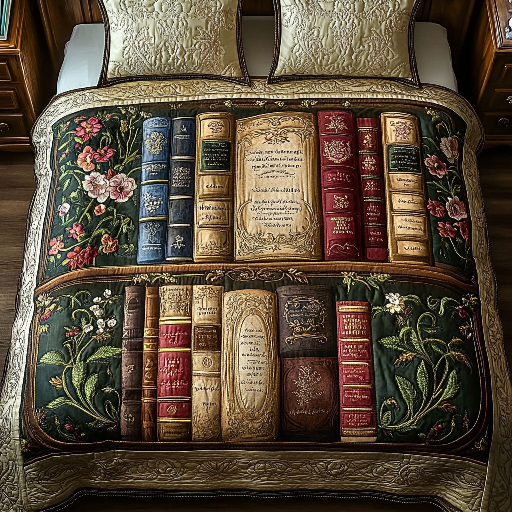 Whispers of the Library Quilted Bedding Set Bed Decor Good Gifts For Readers