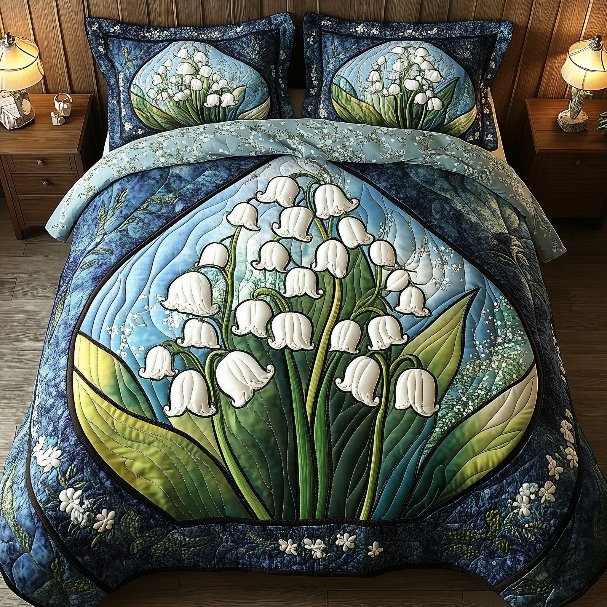 Whispers of the Valley Quilted Bedding Set Duvet Cover Bed Sheet Best Family Presents For Christmas