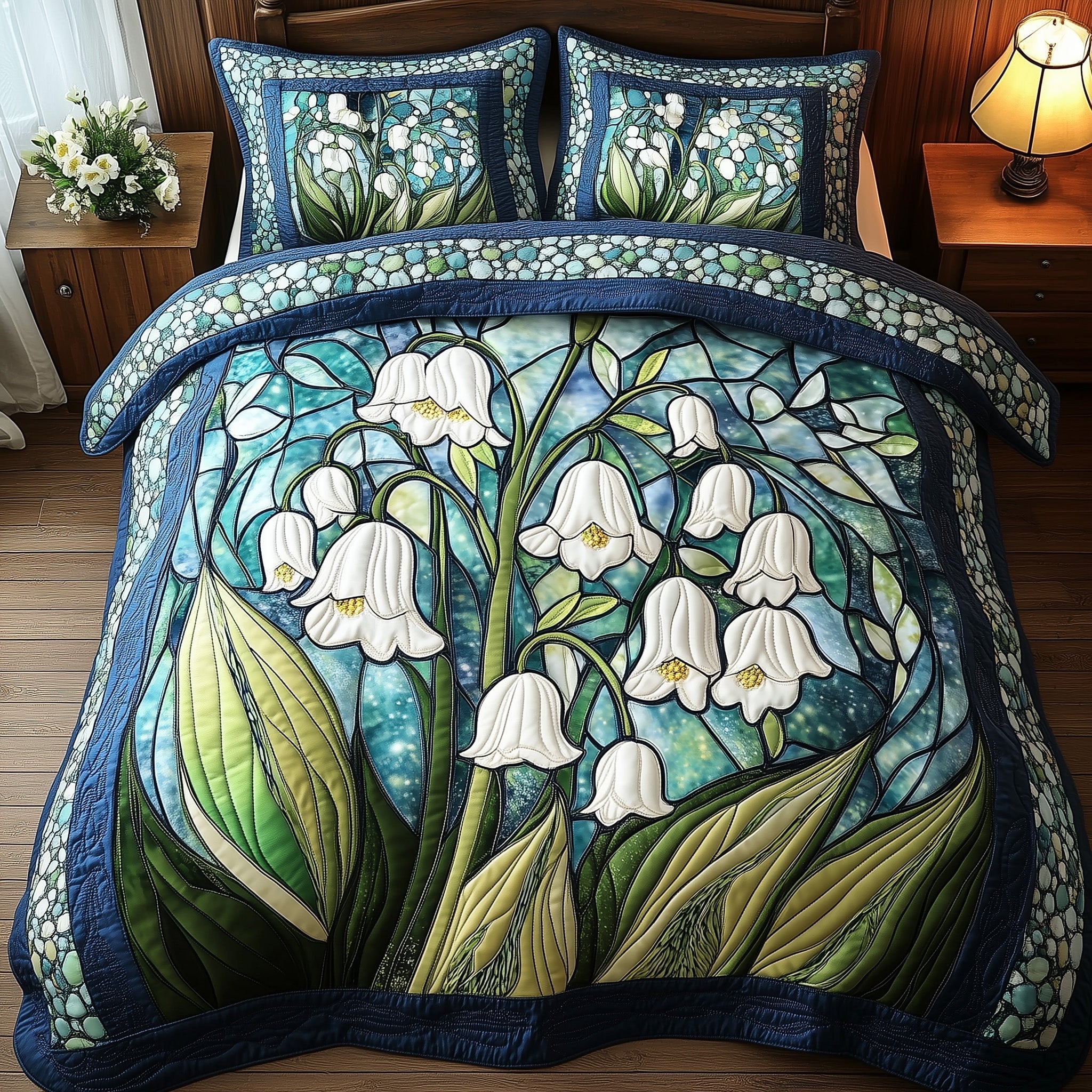 Whispers of the Valley Quilted Bedding Set Duvet Cover Bed Sheet Best Gifts For A Family For Christmas
