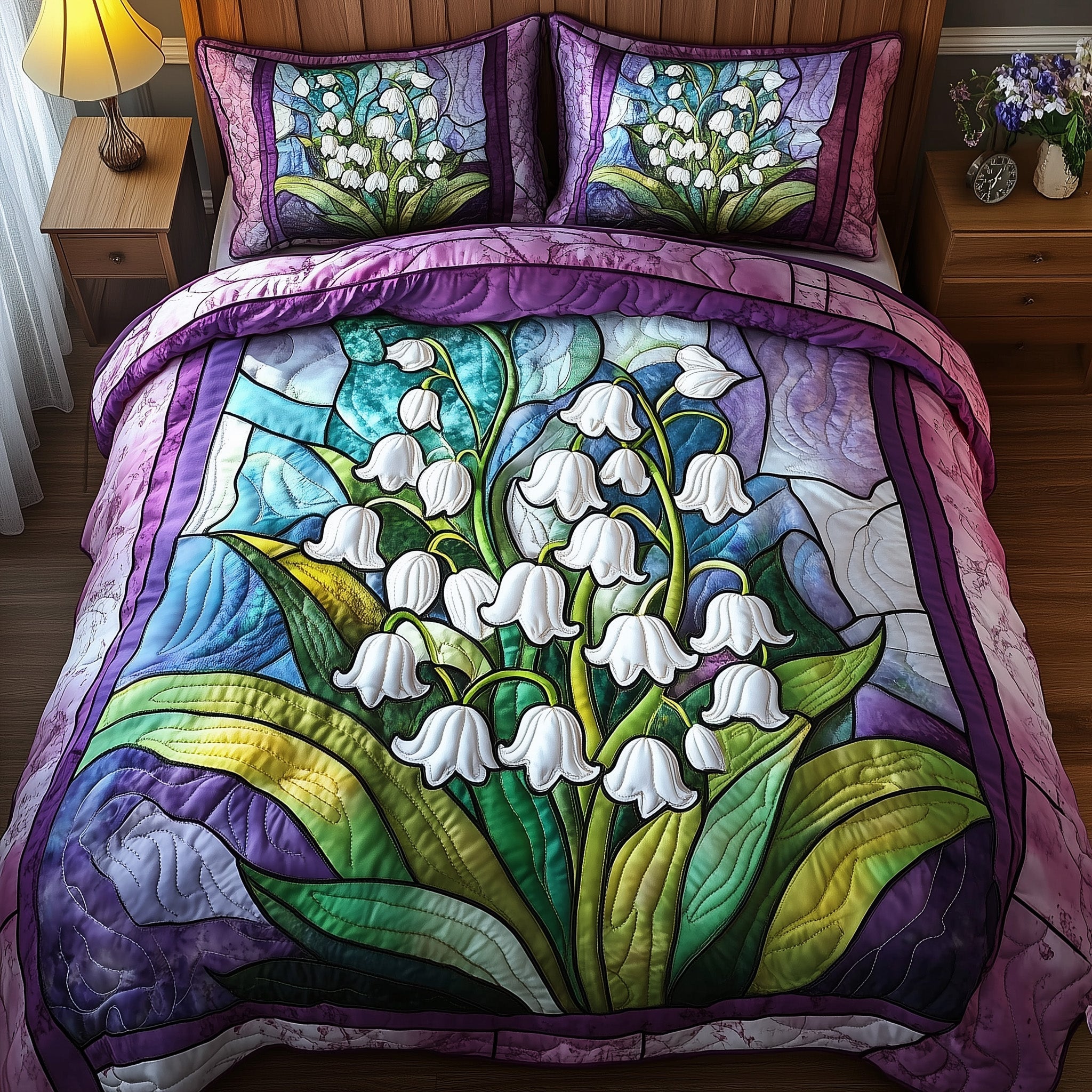 Whispers of the Valley Quilted Bedding Set Duvet Cover Bed Sheet Best Gifts For Couples