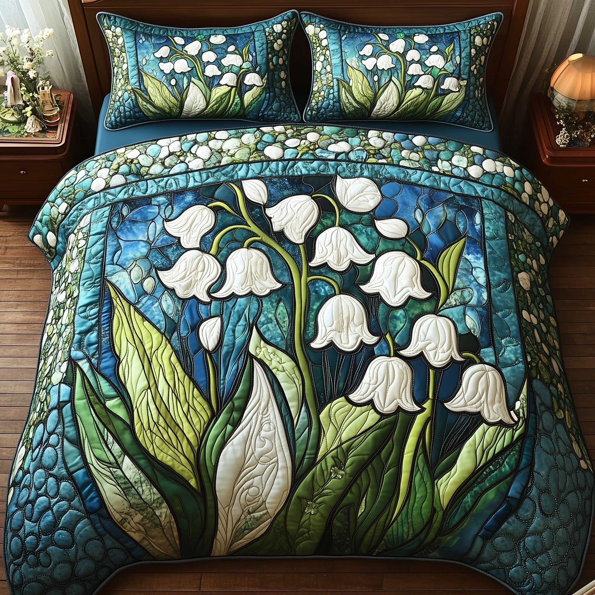Whispers of the Valley Quilted Bedding Set Duvet Cover Bed Sheet Cool Family Gifts For Christmas