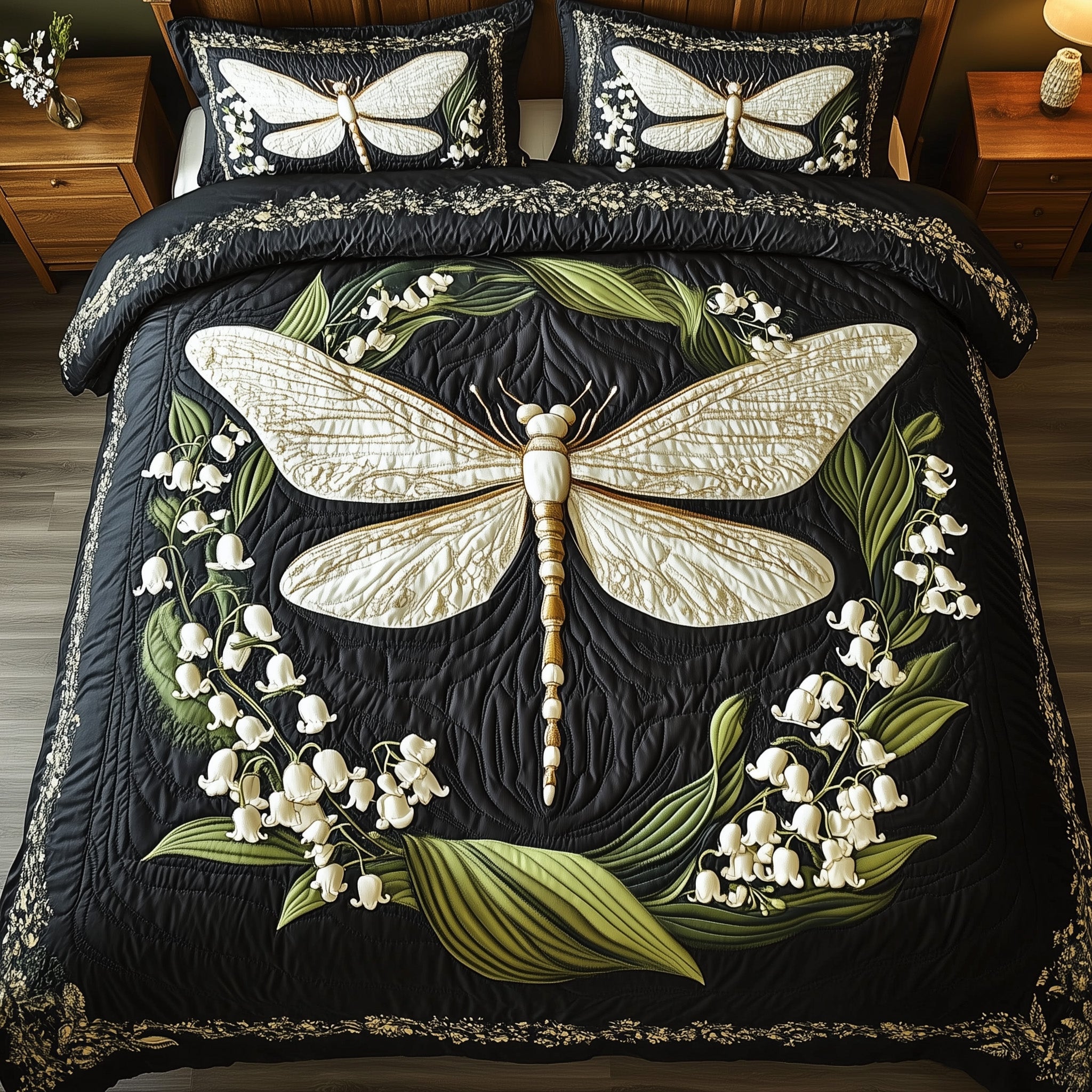 Whispers of the Valley Quilted Bedding Set Duvet Cover Bed Sheet Family Christmas Stockings