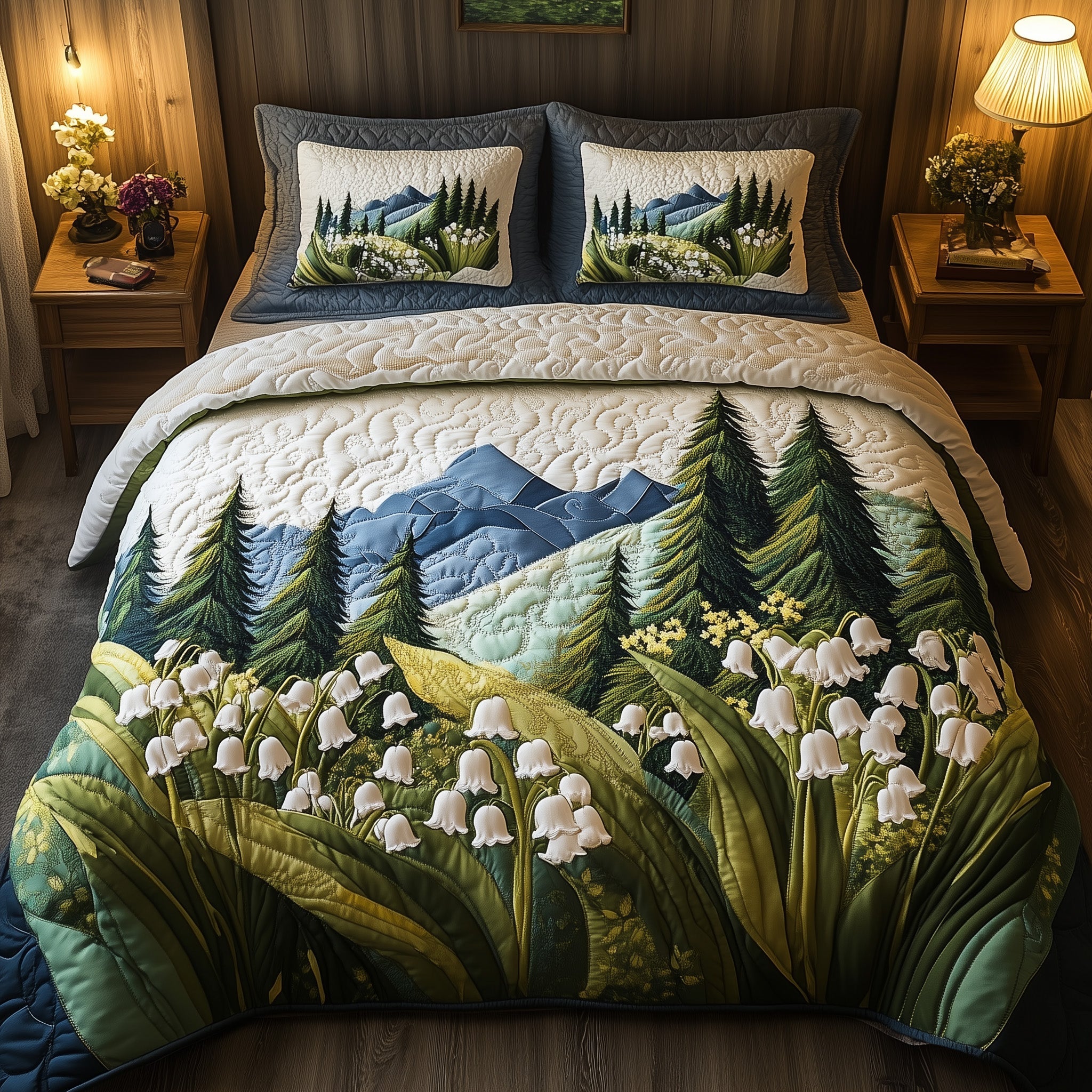 Whispers of the Valley Quilted Bedding Set Duvet Cover Bed Sheet Gifts For Christmas For Mother In Law