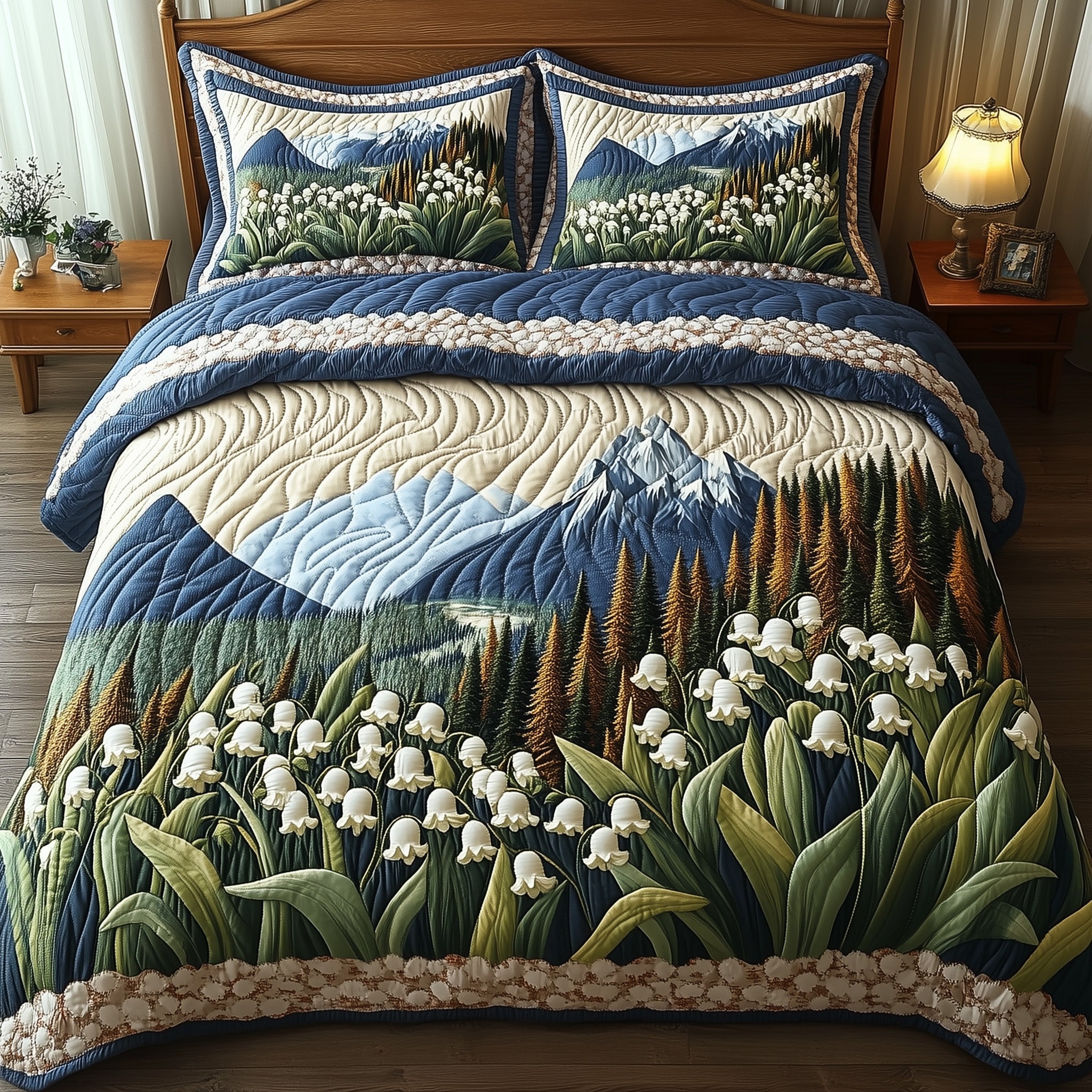 Whispers of the Valley Quilted Bedding Set Duvet Cover Bed Sheet Gifts To Give Mother In Law For Christmas