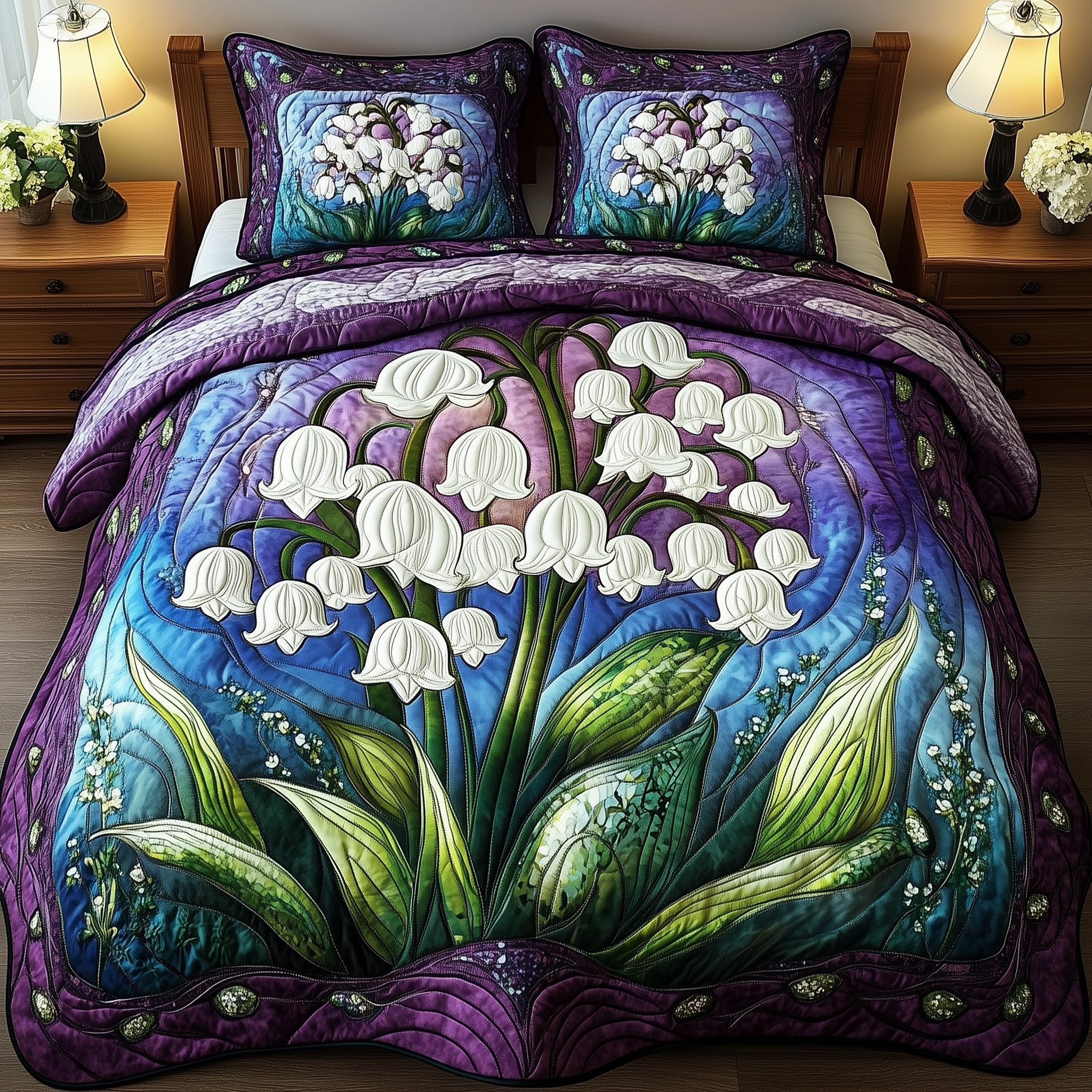 Whispers of the Valley Quilted Bedding Set Duvet Cover Bed Sheet Great Family Gifts For Christmas