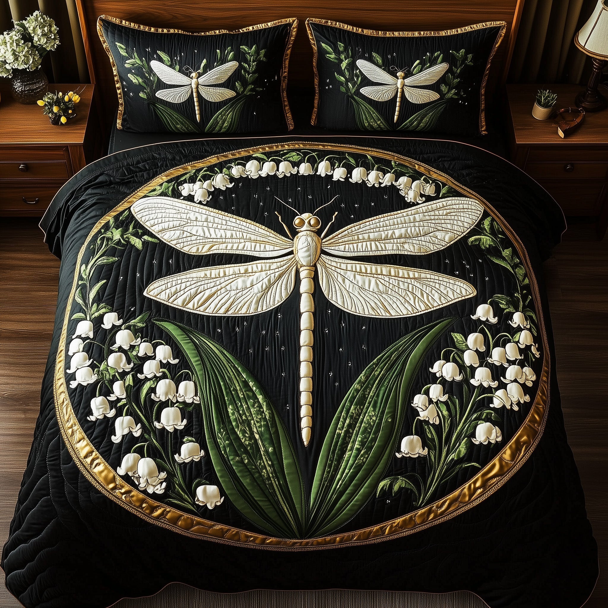 Whispers of the Valley Quilted Bedding Set Duvet Cover Bed Sheet Mother In Law Presents Christmas