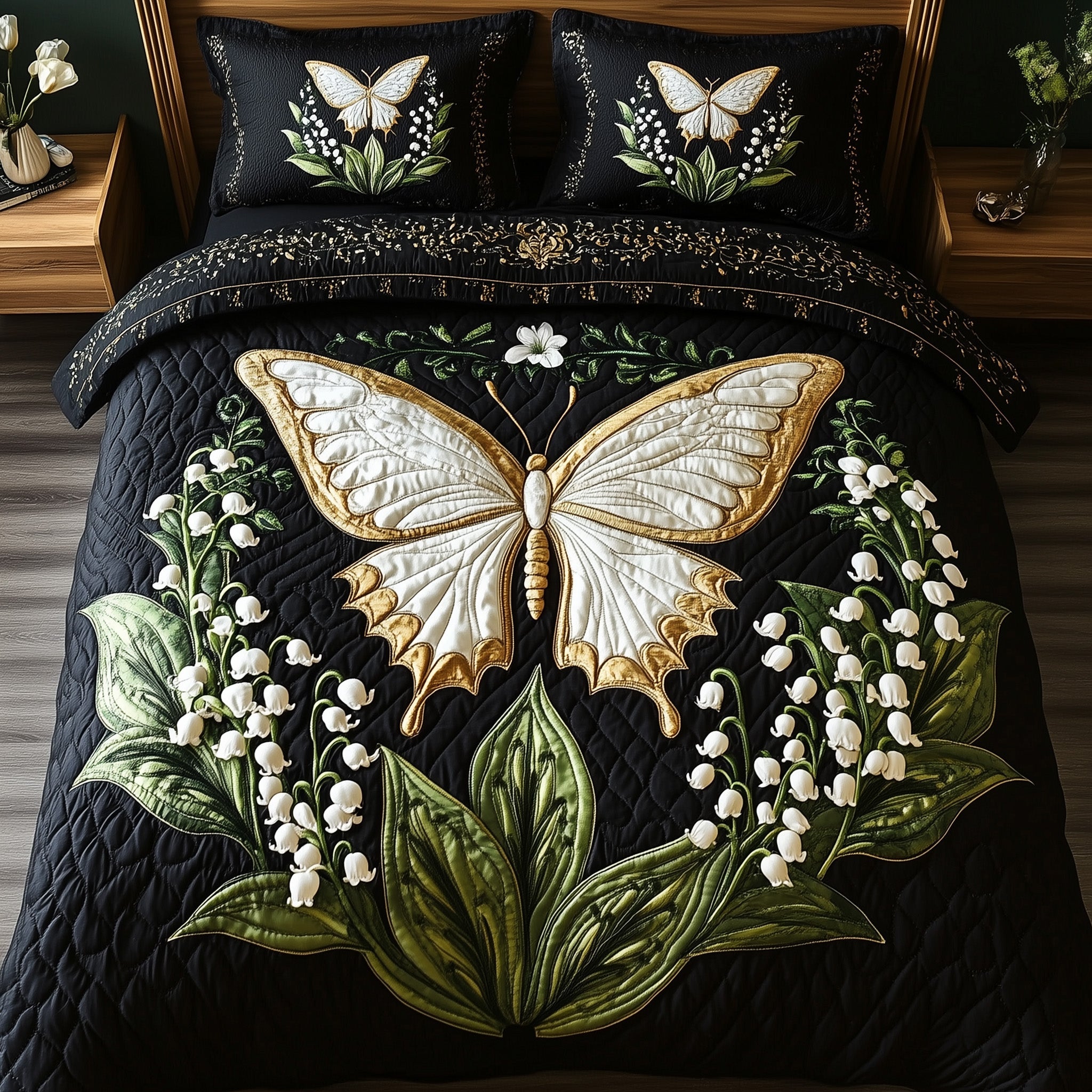 Whispers of the Valley Quilted Bedding Set Duvet Cover Bed Sheet Present For Mother In Law Christmas
