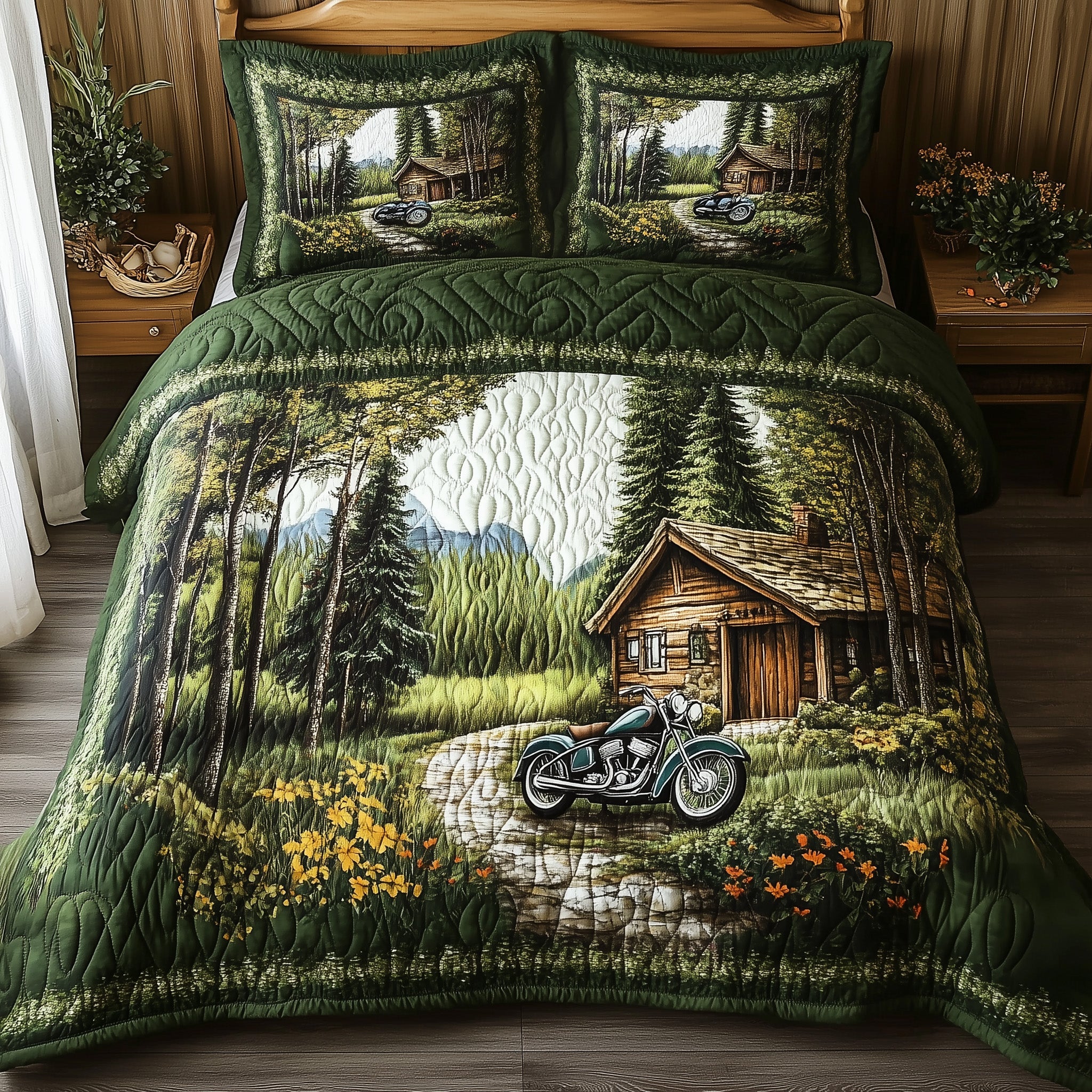 Whispers of the Wild Quilted Bedding Set Duvet Cover Merchandise Best Gift For Motorcycle Enthusiast