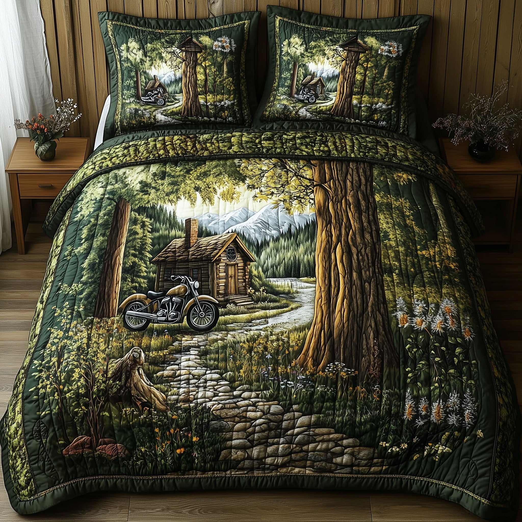 Whispers of the Wild Quilted Bedding Set Duvet Cover Merchandise Gift Ideas For Motorcycle Lovers