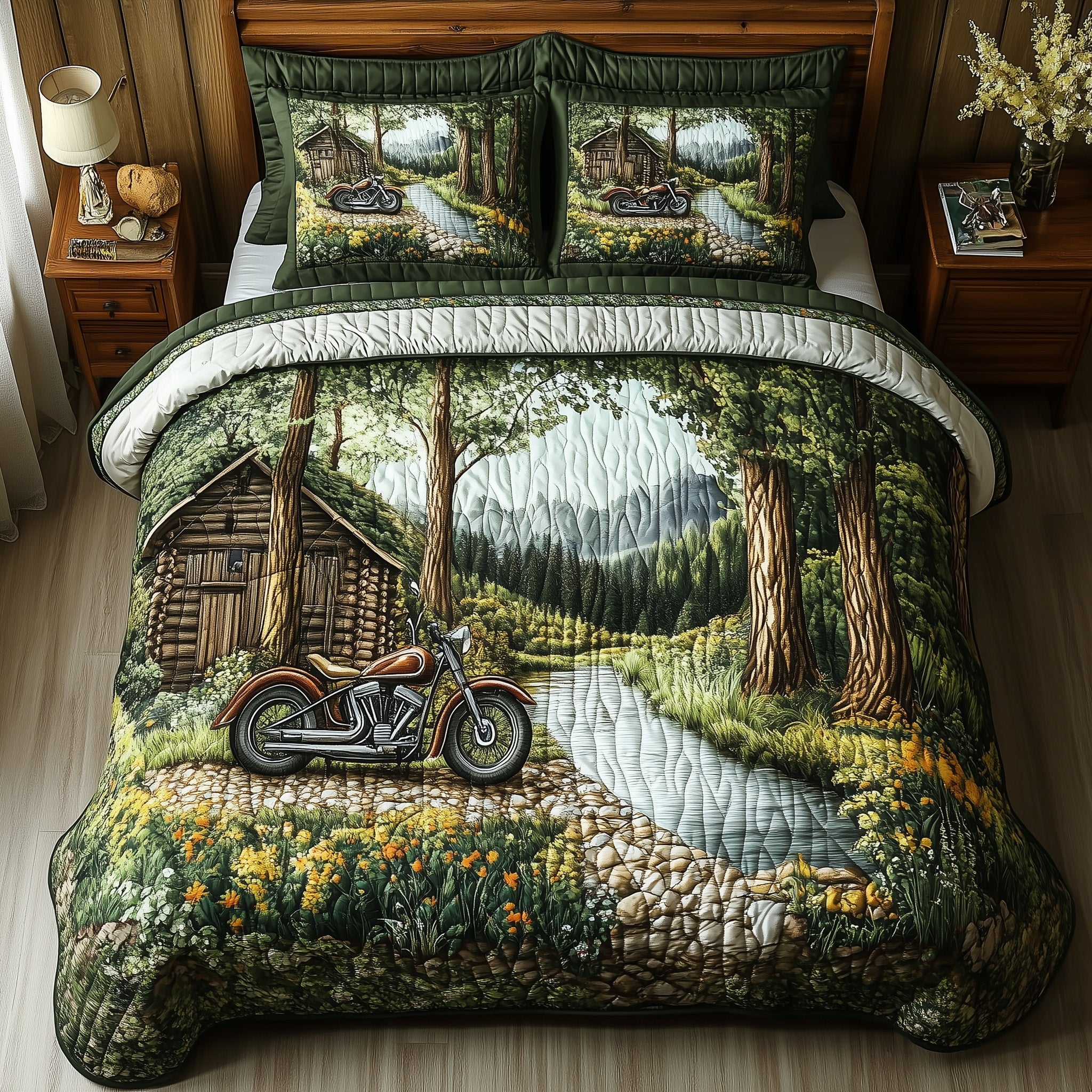 Whispers of the Wild Quilted Bedding Set Duvet Cover Merchandise Unique Gifts For Motorcycle Riders