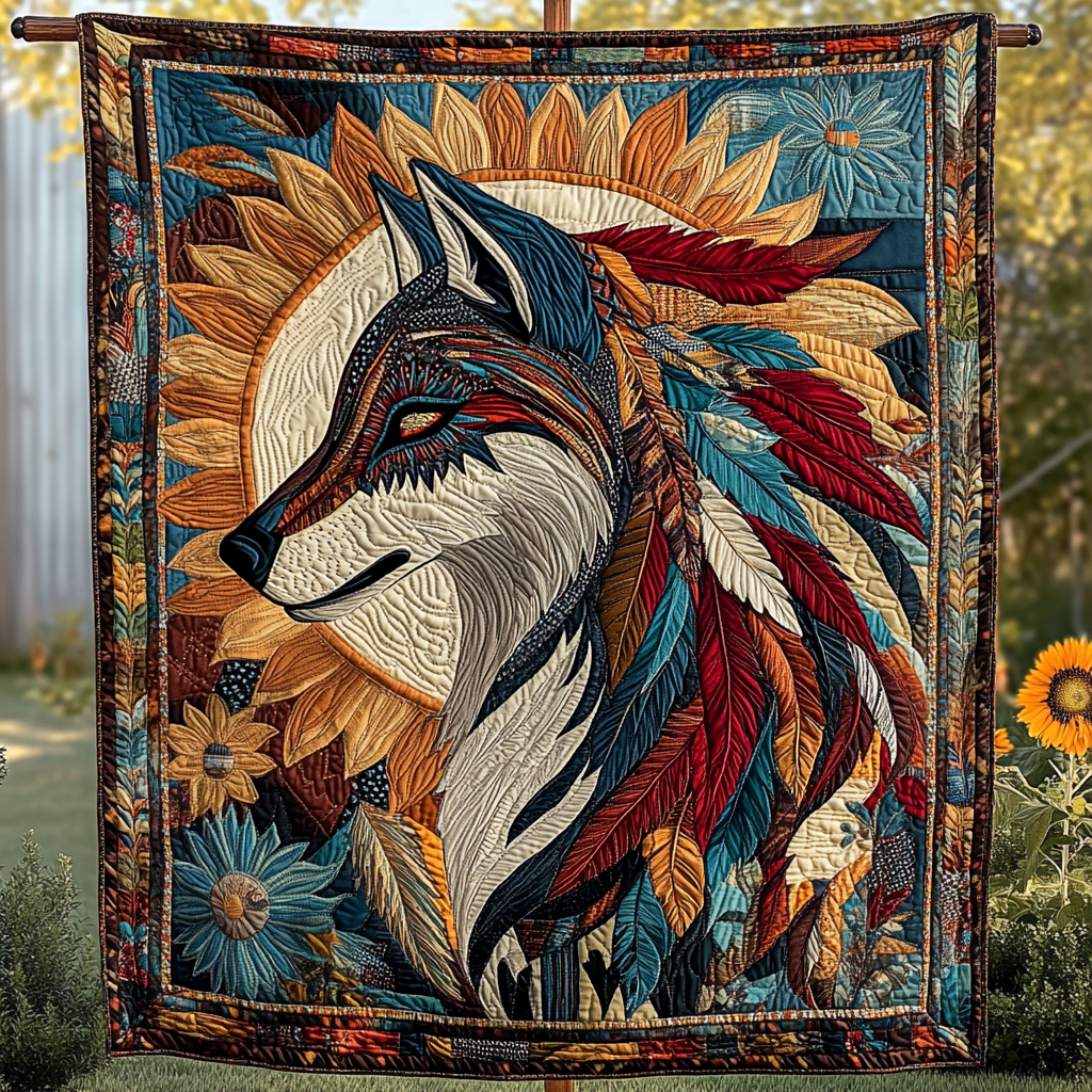 Whispers of the Wild Quilted Blanket Unique Wolf Blanket Presents For Wolf Lovers