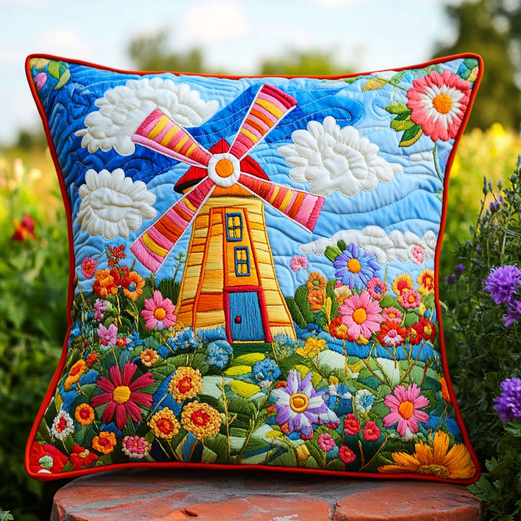 Whispers Of The Windmill Quilted Pillow Case Holiday Throw Pillows Grandparent Xmas Presents