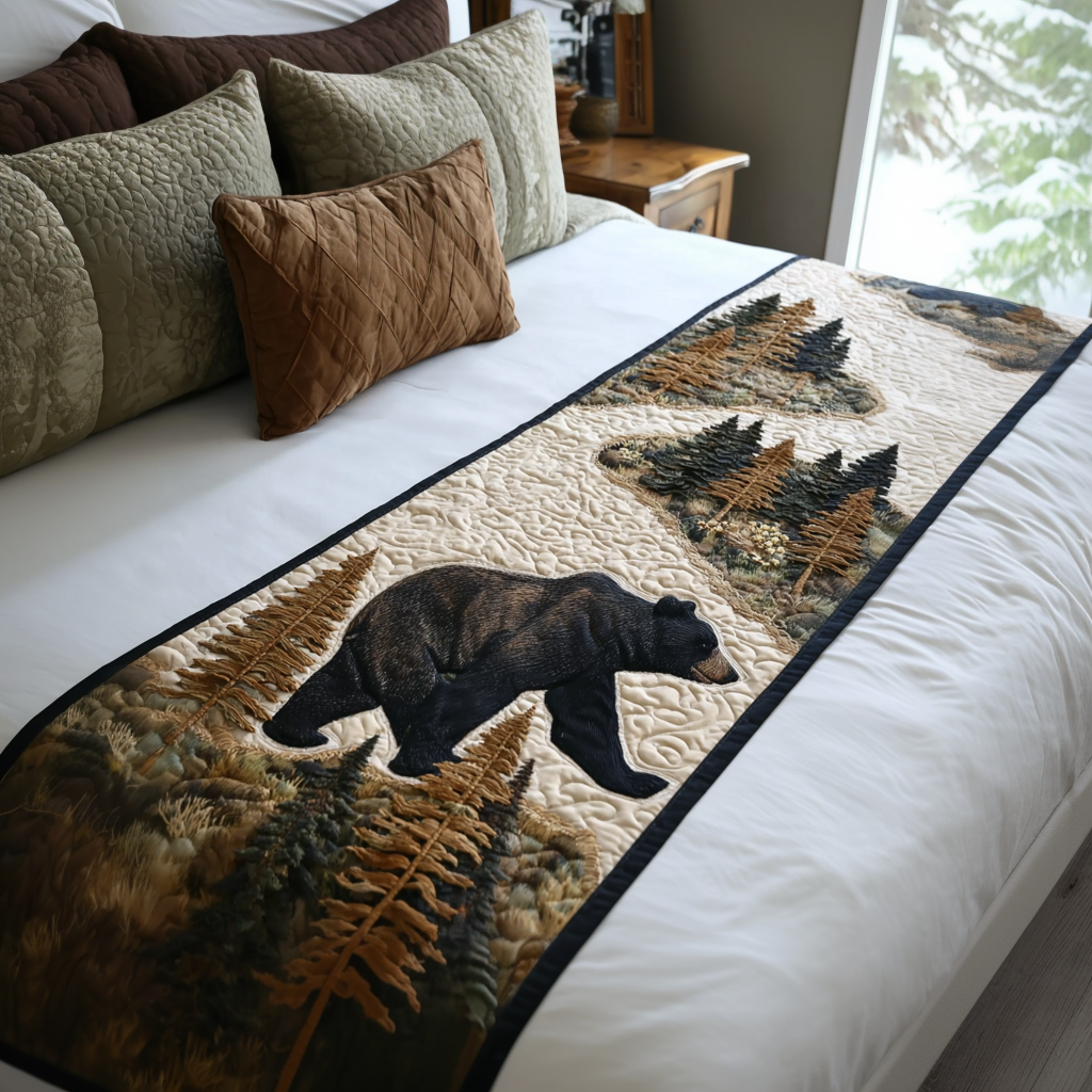 Whispers of the Woods Quilted Bed Runner Bed Decor Gifts For Wildlife Enthusiasts