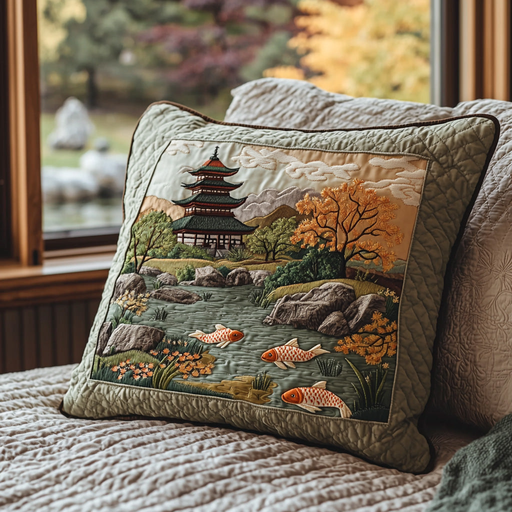 Whispers of Water Quilted Pillow Case Decorative Pillow Cases Koi Fish Merchandise Items