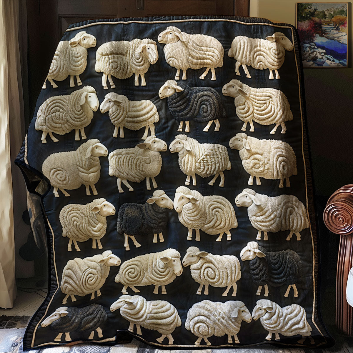 White And Black Sheeps Quilt Blanket Large Sofa Throws Special Birthday Gifts For Grandma