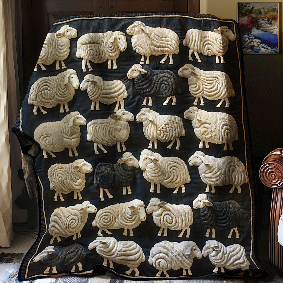 White And Black Sheeps Quilt Blanket Winter Blanket Snowman Gifts For Adults