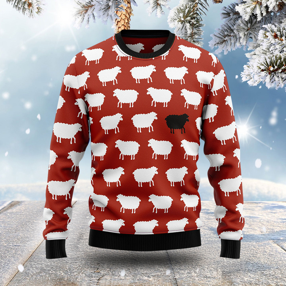White And Black Sheeps Ugly Christmas Sweater Animal Sweater Xmas Gifts For Sheep Lovers