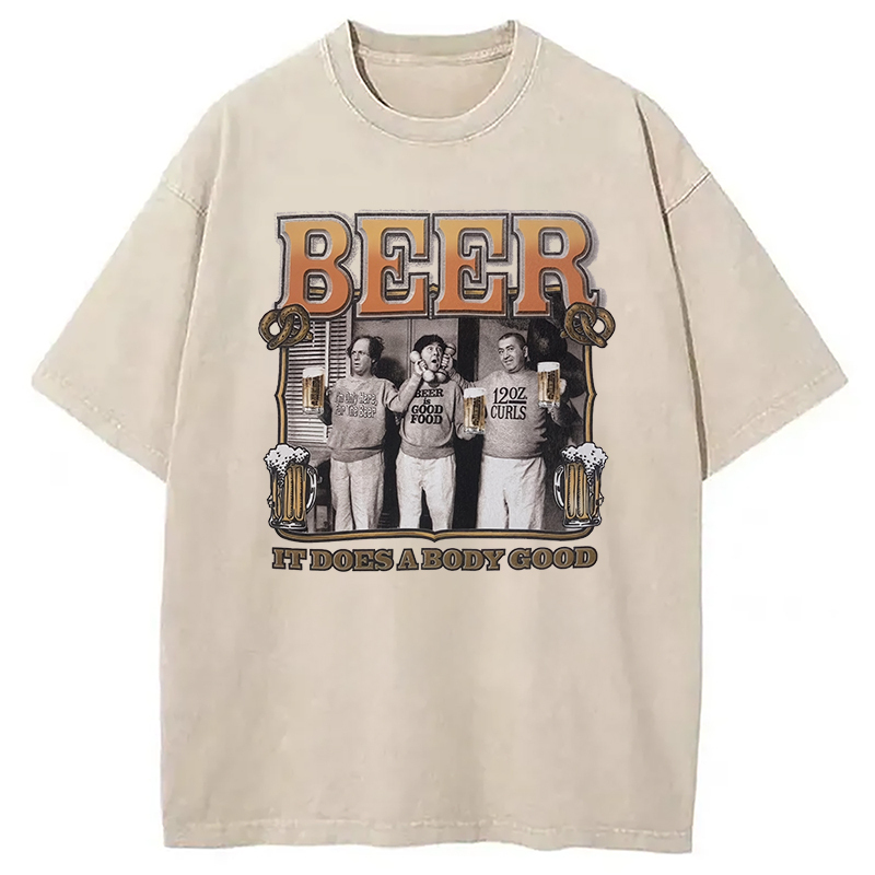 White and Cream Washed T-Shirt Minimal Retro Graphic Clothing Gifts For Brother