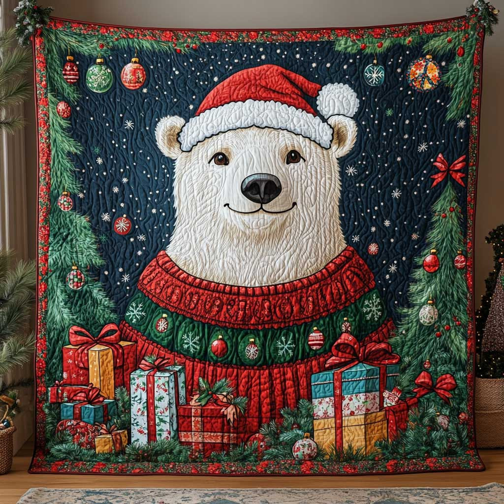 White Bear Christmas Gift Xmas Quilted Blanket Blanket Coolf Gifts For Married Couples