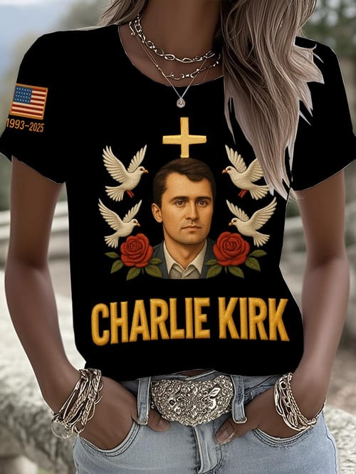 White Bird Charlie Kirk Tribute T-Shirt 1993 2025 Charlie Kirk Portrait Keepsake Shirt Gifts