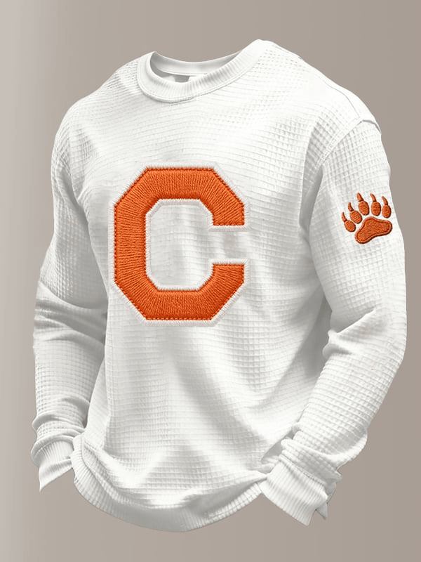 White Chicago Football Waffle Long Sleeve T-Shirt CB Pride Shirt Gifts For Football Fan
