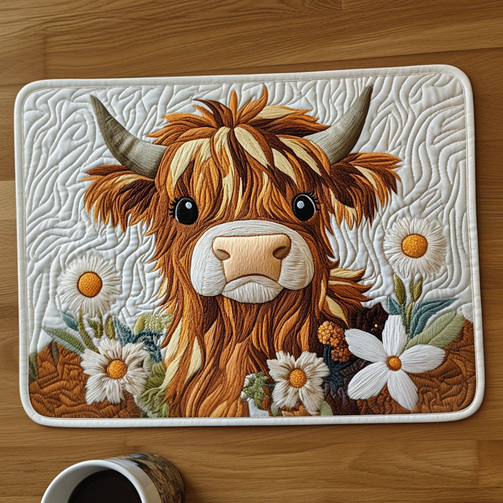 White Daisy Cow Quilted Placemat Home Decor Items Cool Farmer Gifts