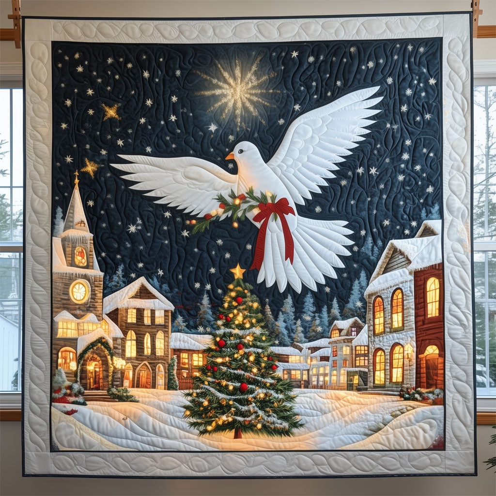 White Dove Carrying An Olive Branch Quilt Stylish Quilt Blanket to Upgrade Your Bedroom