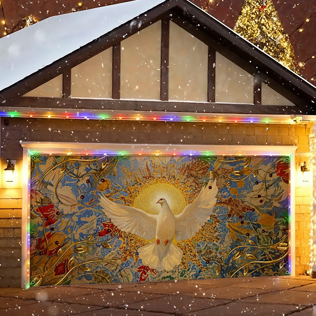 White Dove Holy Spirit Christmas Garage Door Cover Religious Outside Decor Xmas Presents