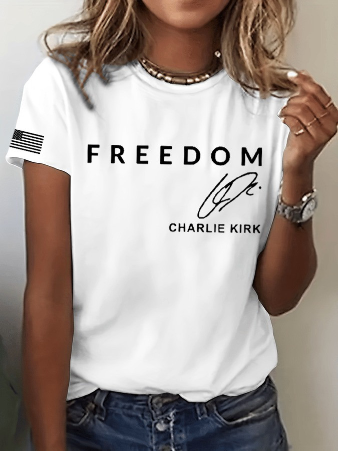 White Freedom Shirt Charlie Kirk Apparel TPUSA Merch Charlie Kirk Funeral Merch Gifts For Wife