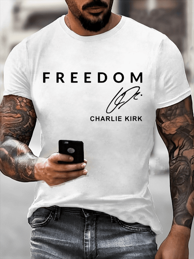 White Freedom Shirt Charlie Kirk Clothing Memorial T-Shirt Charlie Kirk Funeral Merch Turning Point USA Merch