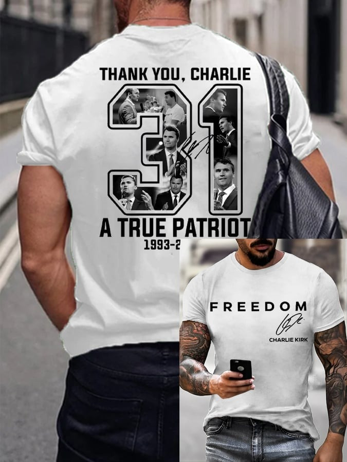 White Freedom Shirt Charlie Kirk T-Shirt Charlie Kirk Funeral Merch RIP Charlie 31 Shirt