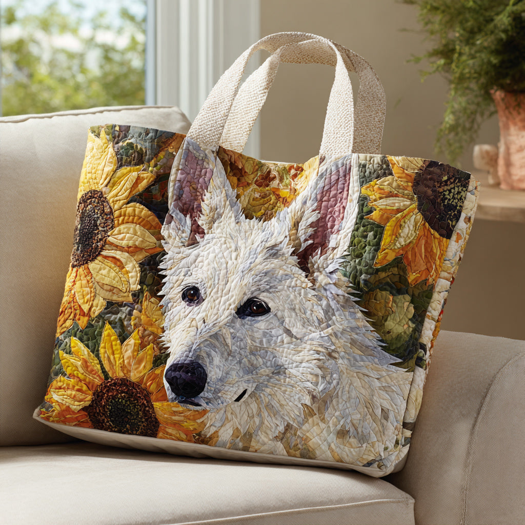 White German Shepherd Sun Quilted Tote Bag Unique Gifts For Dog Lovers