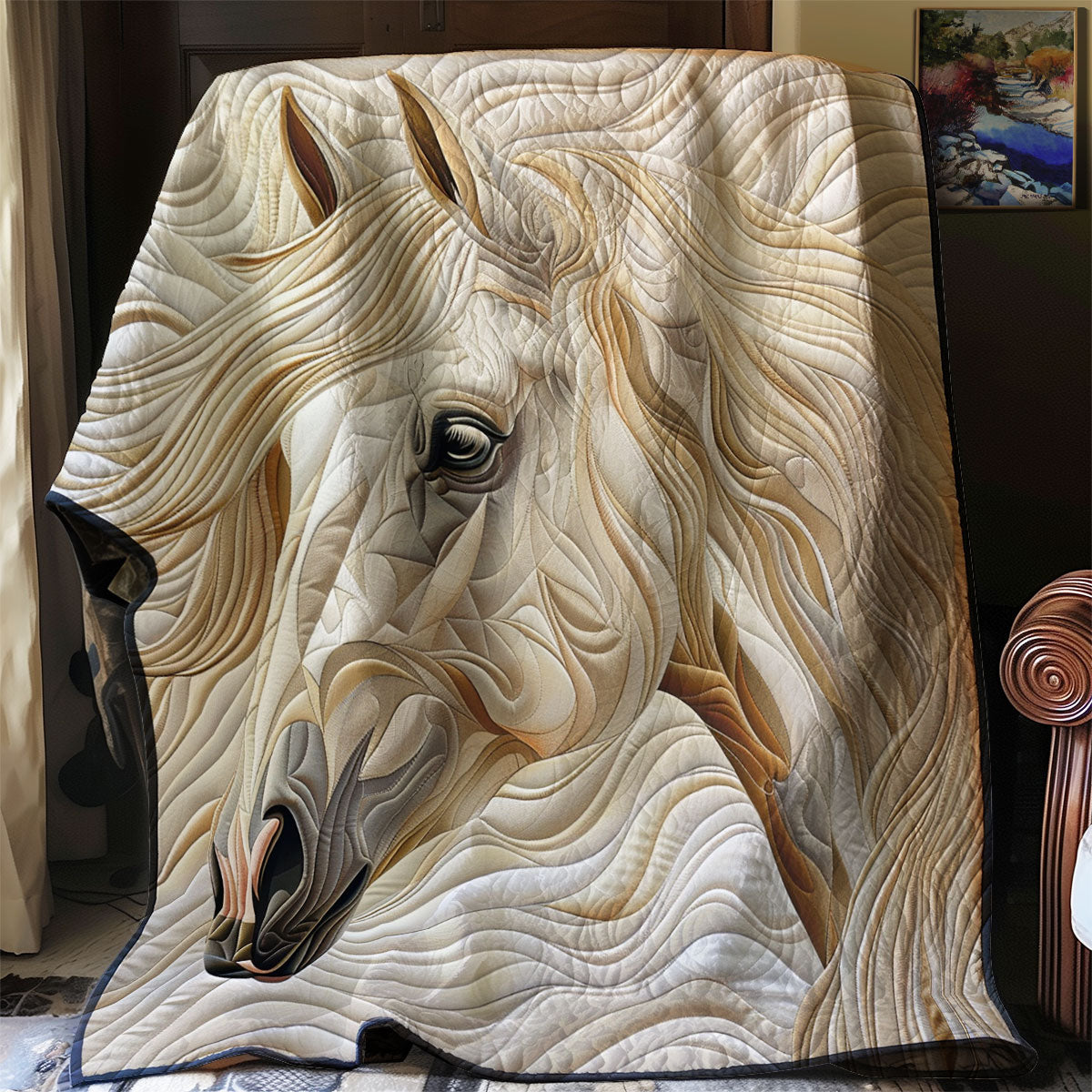 White Horse Lovers Quilt Blanket Christmas Blanket Gifts For Horse Racing Fans