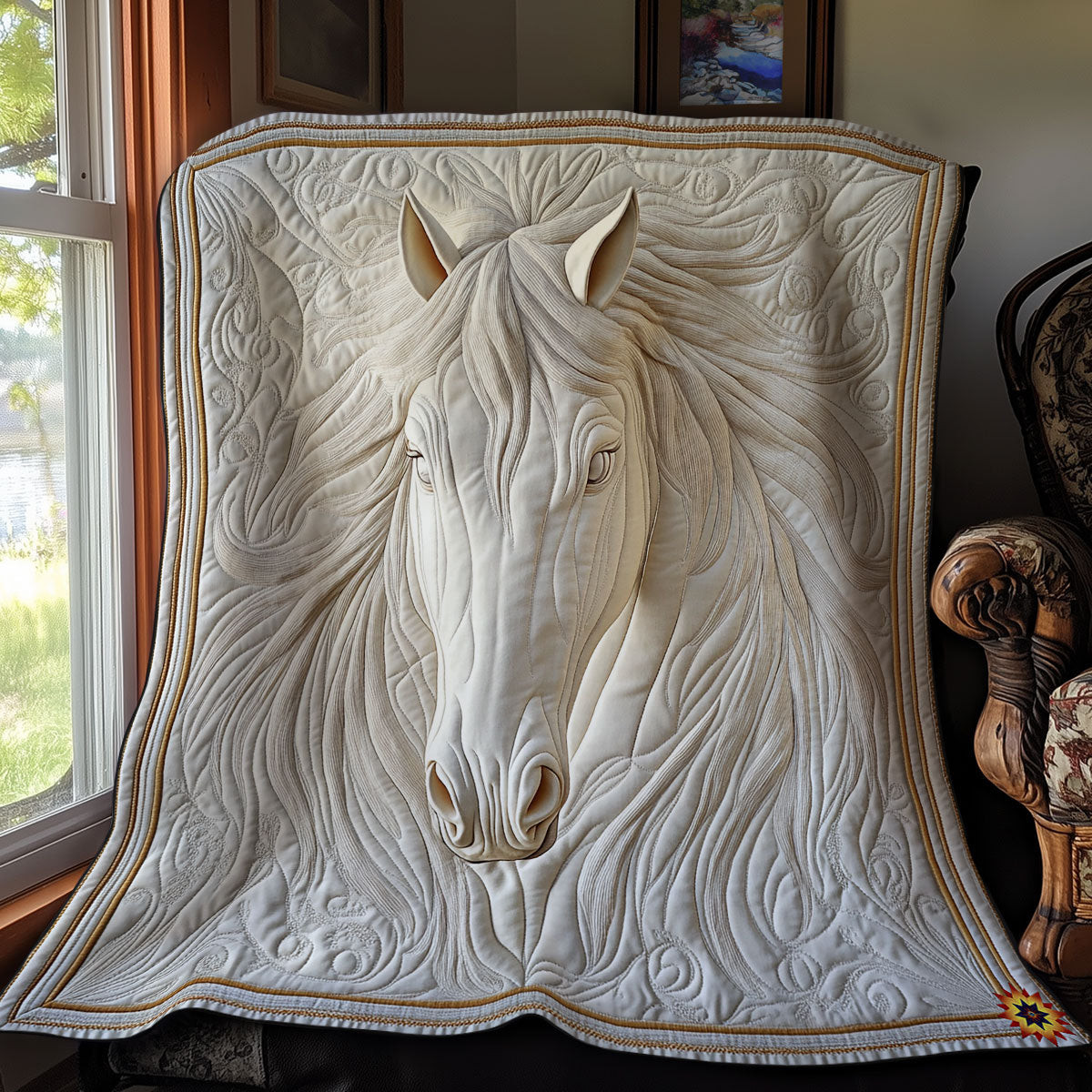 White Horse Quilt Blanket Throw Blankets For Couch Mother's Day Gifts For Grandma