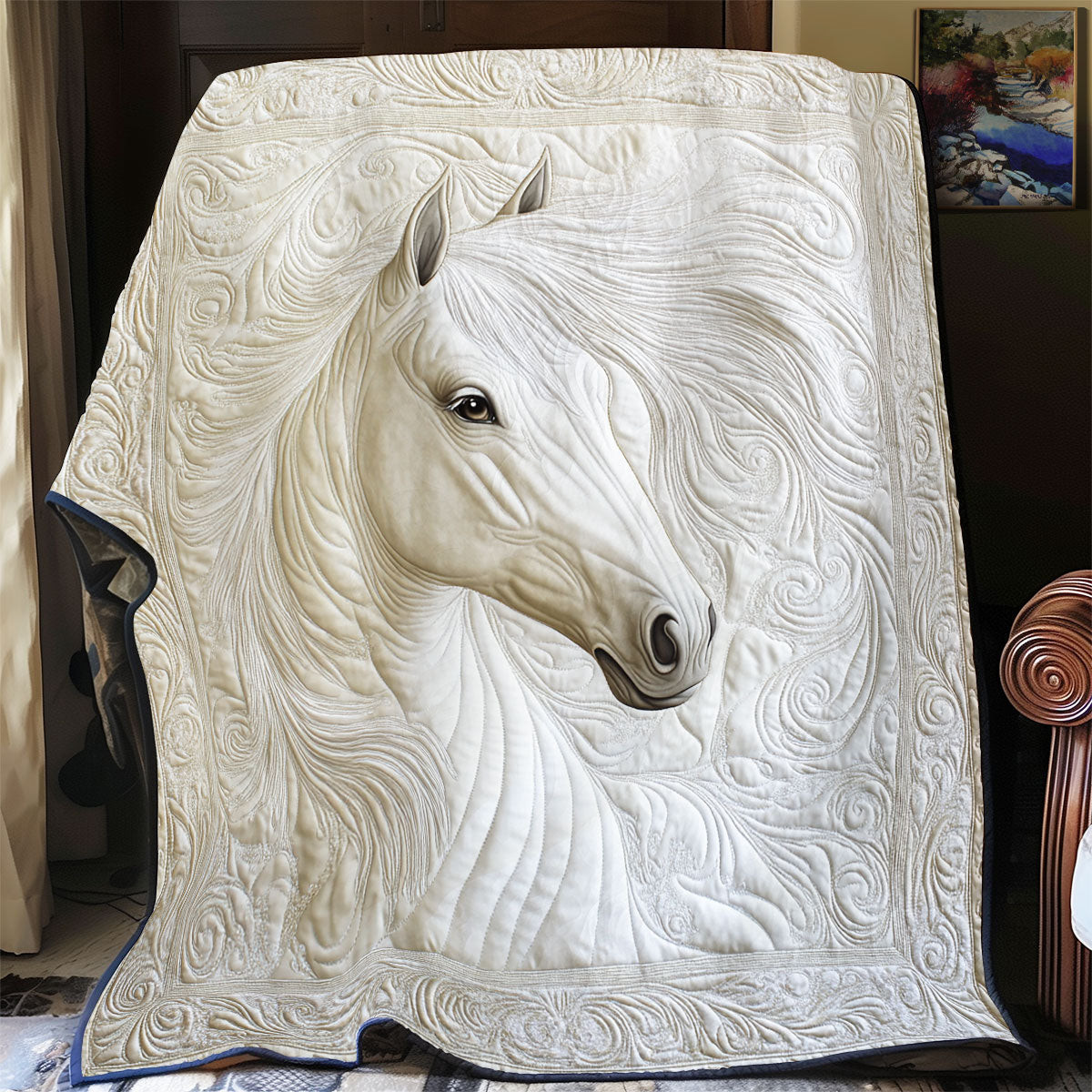 White Horse Quilt Blanket Throws And Blankets Special Gift For Father
